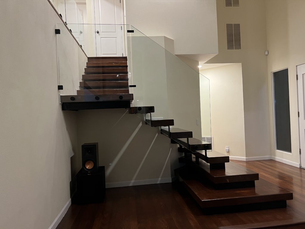 floating staircase and glass railing Mercer Island